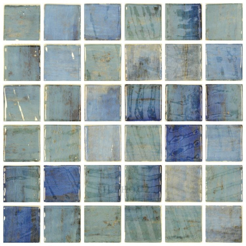 Vanguard Penta Forest Blue 12.25 X Glass Mosaic Tile