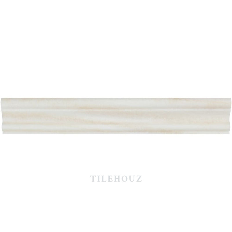 2 X 12 Polished White Onyx Single-Step Chair Rail Trim Mosaic Tiles