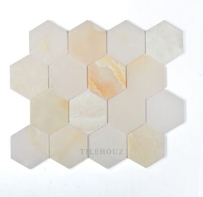 White Onyx 3 Hexagon Polished