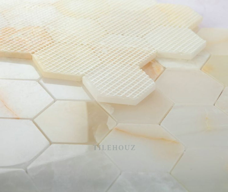 White Onyx 3 Hexagon Polished