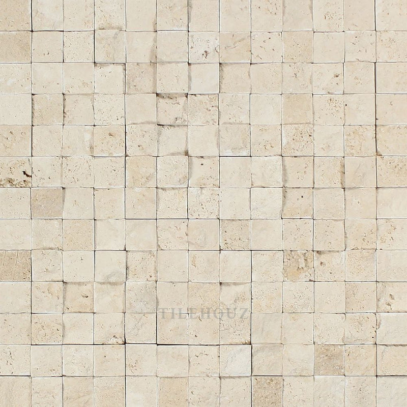 1 X Split-Faced Ivory Travertine Mosaic Tile Tiles