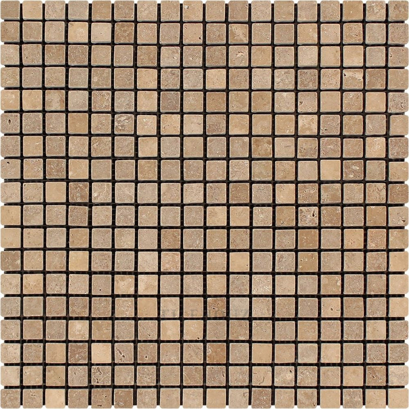 5/8 X Tumbled Noce Travertine Mosaic Tile Tiles