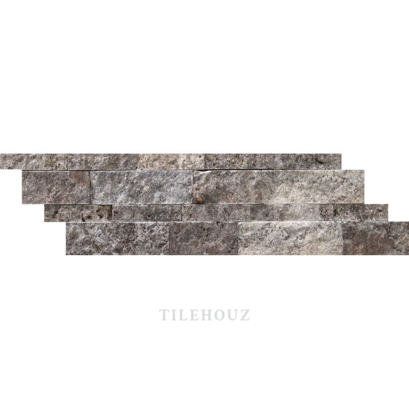 7 X 20 Tumbled Silver Travertine Ledger Panel Mosaic Tiles