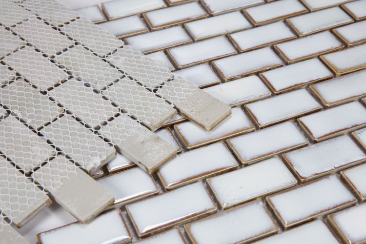 Brick Fancy White 11.75 x 11.75 Porcelain Mosaic Tile