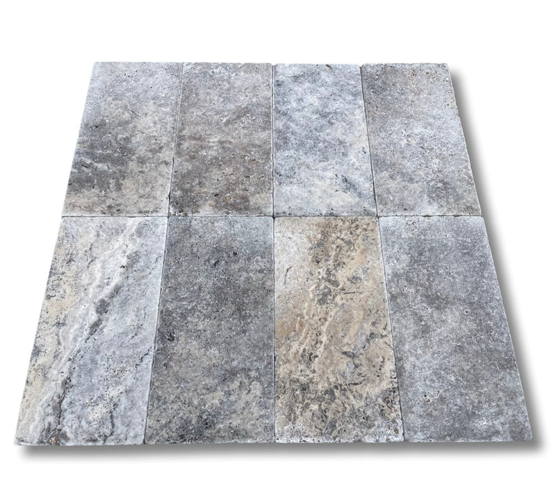 8 X 16 Tumbled Silver Travertine