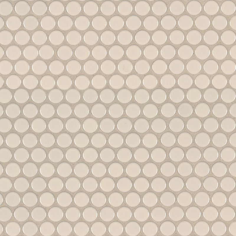 Almond Glossy Penny Round Mosaic