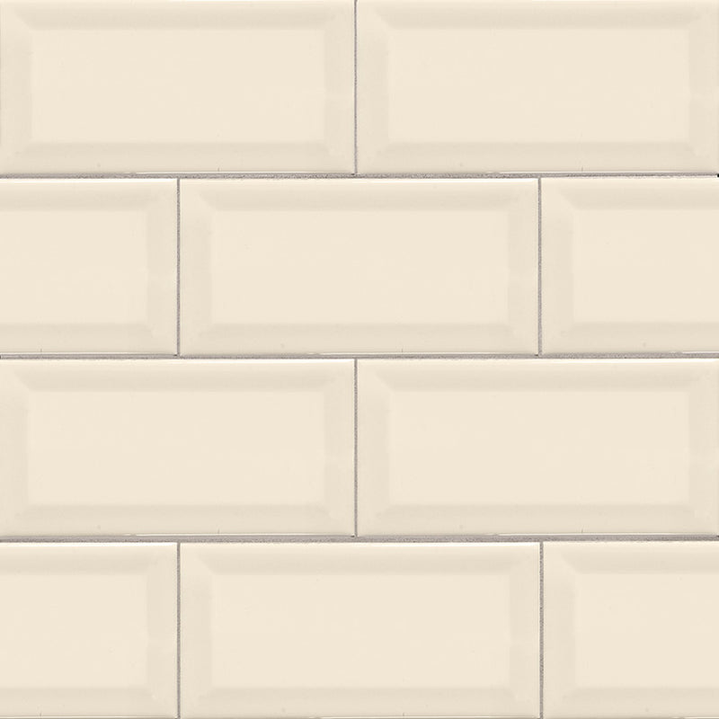 ALMOND GLOSSY BEVELED SUBWAY TILE 3X6