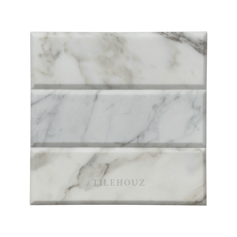 Calacatta Gold Marble 4X12 Deep Beveled Tile Polished/honed