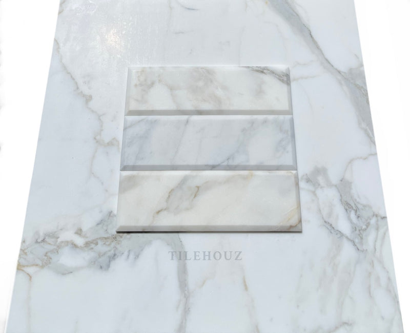 Calacatta Gold Marble 4X12 Deep Beveled Tile Polished/honed