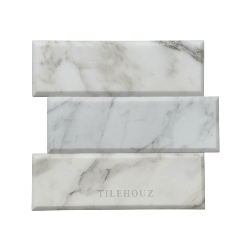 Calacatta Gold Marble 4X12 Deep Beveled Tile Polished/honed