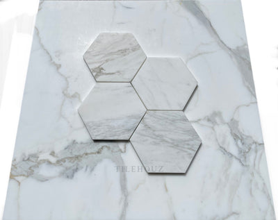 Calacatta Gold Marble 6Hexagon Mosaic Polished/honed