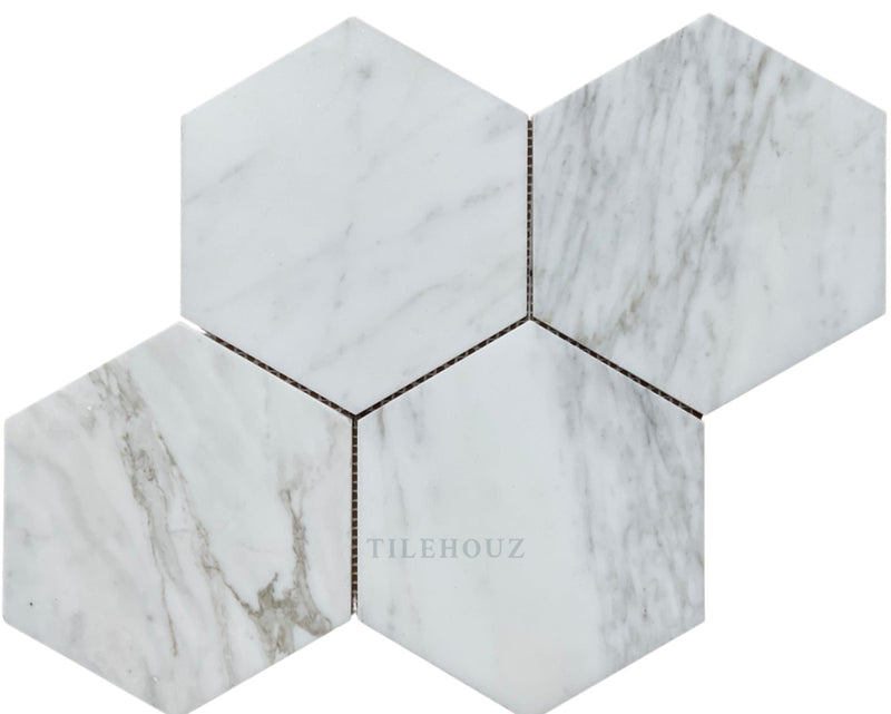 Calacatta Gold Marble 6Hexagon Mosaic Polished/honed