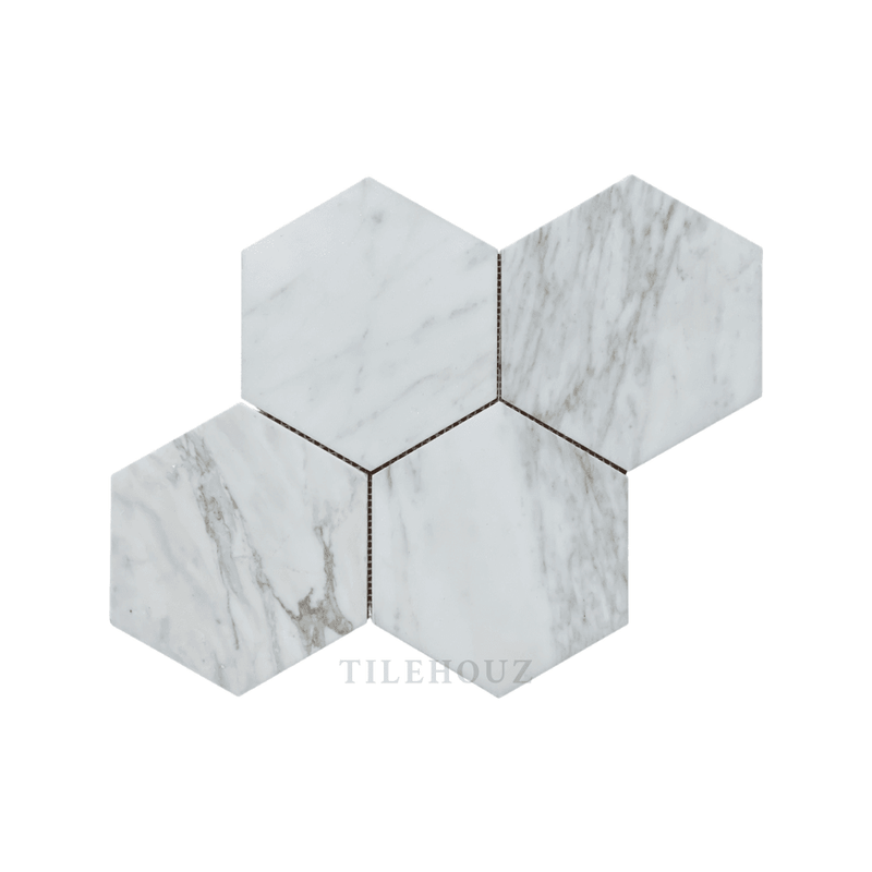 Calacatta Gold Marble 6Hexagon Mosaic Polished/honed