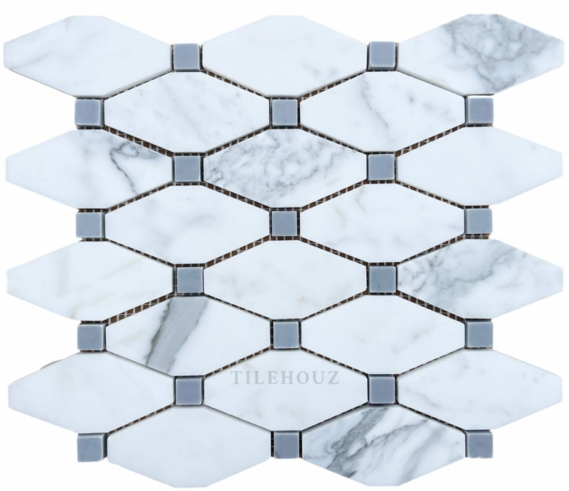 Calacatta Gold Marble Octave Mosaic W/bardiglio-Gray Dots Polished/honed