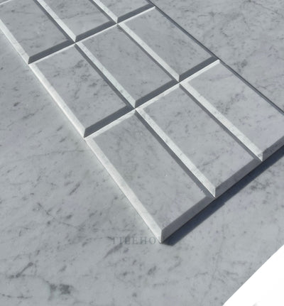 Carrara White Marble 3X6 Deep Beveled Tile Polished&Honed