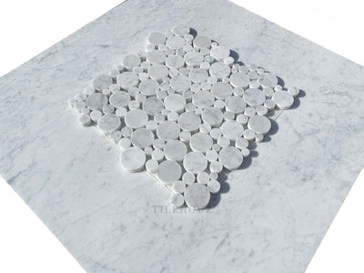 Carrara White Premium Italian Marble Bubbles Mosaic Tile Polished&Honed Wall & Ceiling