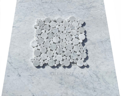 Carrara White Premium Italian Marble Bubbles Mosaic Tile Polished&Honed Wall & Ceiling