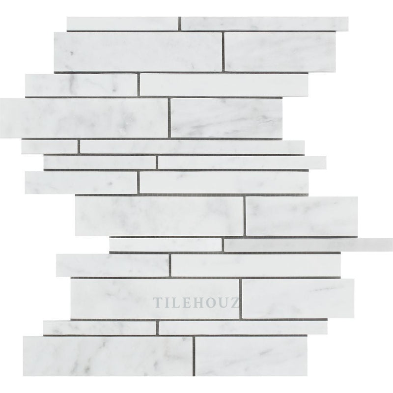 Carrara White Marble Random Strip Mosaic Tile Polished&honed Tiles