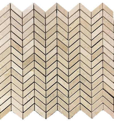 Crema Marfil Marble Mini Chevron Mosaic Polished/honed