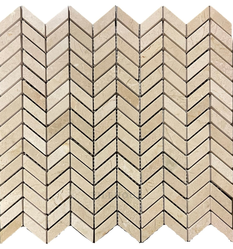 Crema Marfil Marble Mini Chevron Mosaic Polished/honed