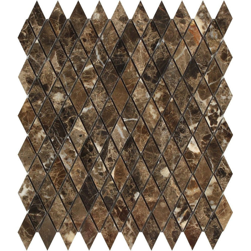 Emperador Dark Marble 1 X 2 Diamond Mosaic Tile Polished&honed Tiles