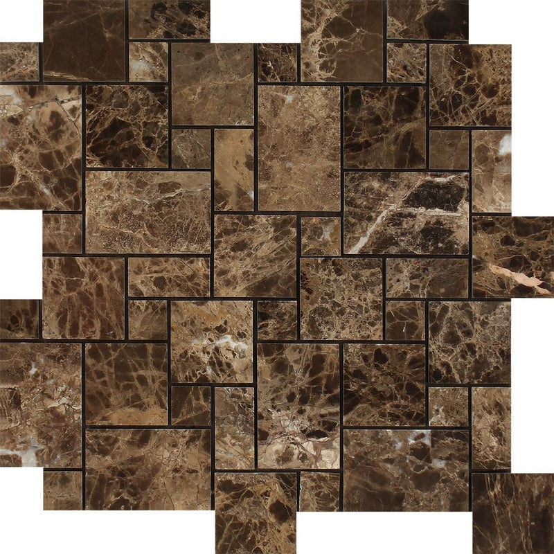 Emperador Dark Marble Mini Versailles Pattern Mosaic Tile Polished&honed Tiles