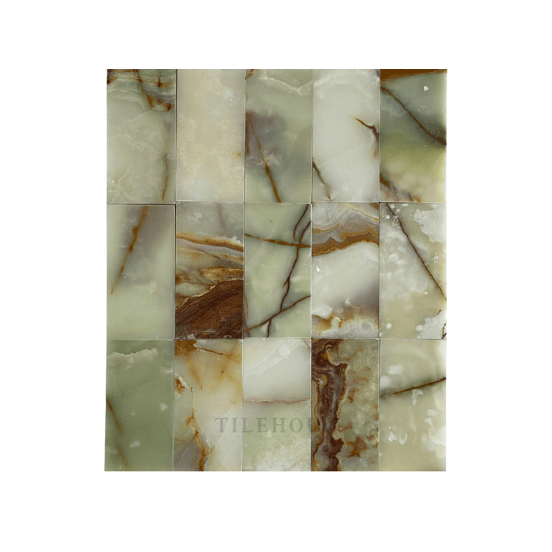 Green Onyx 3X6 Subway Tile Polished