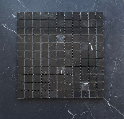 Nero Marquina Marble 1x1 Square Mosaic Polished/Honed