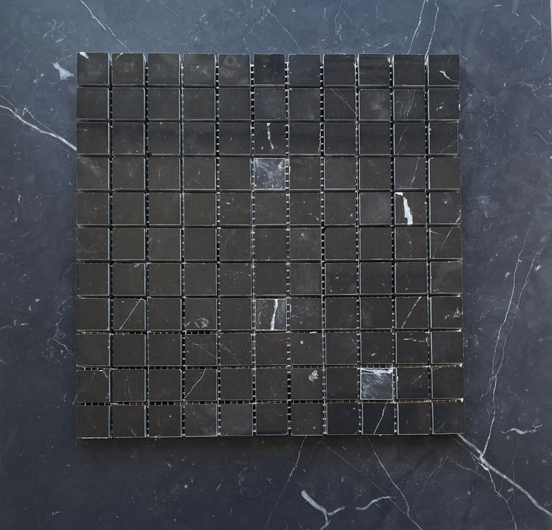 Nero Marquina Marble 1x1 Square Mosaic Polished/Honed