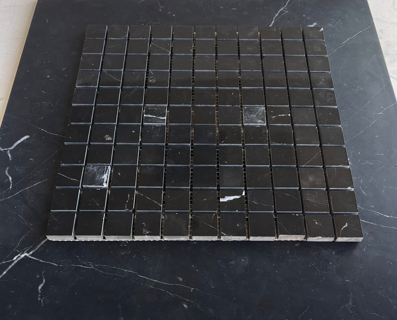 Nero Marquina Marble 1x1 Square Mosaic Polished/Honed