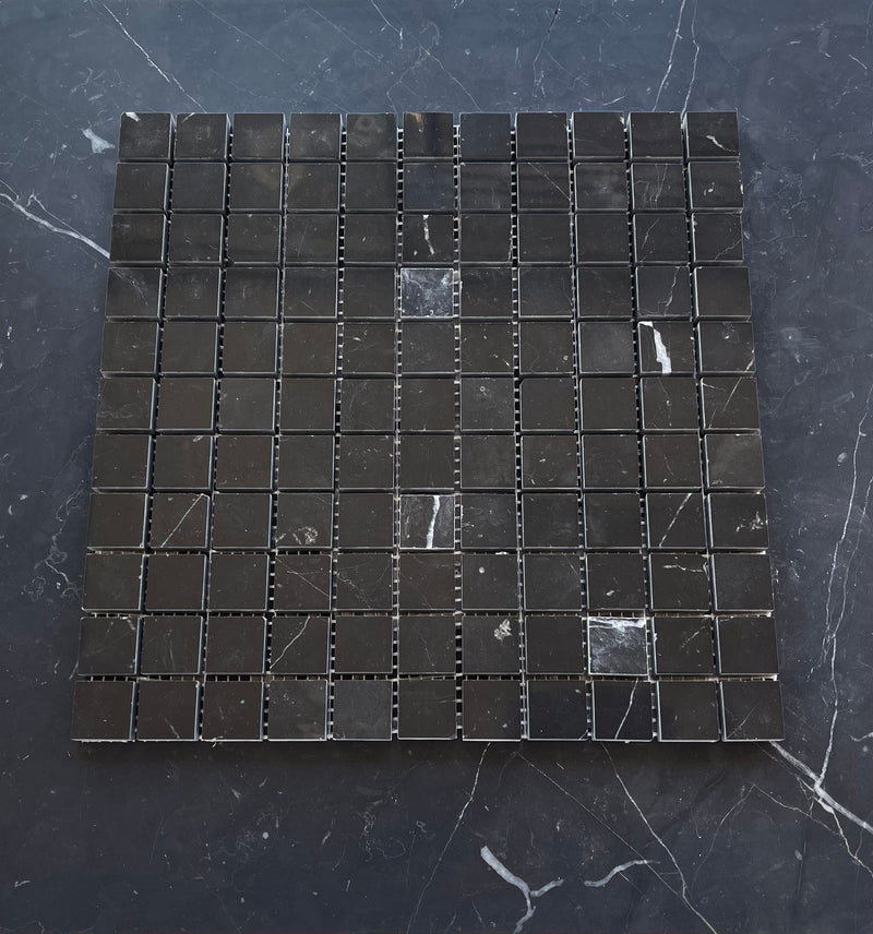 Nero Marquina Marble 1x1 Square Mosaic Polished/Honed