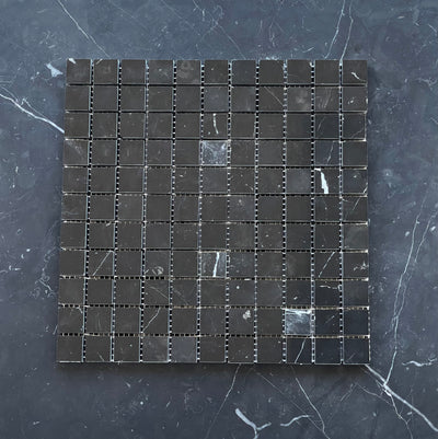 Nero Marquina Marble 1x1 Square Mosaic Polished/Honed