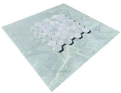 Ming Green Marble 2 Hexagon Mosaic Polished