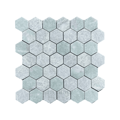 Ming Green Marble 2 Hexagon Mosaic Polished