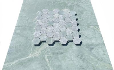 Ming Green Marble 2 Hexagon Mosaic Polished