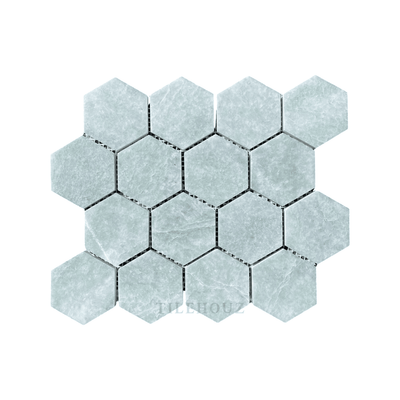 Ming Green Marble 3 Hexagon Mosaic Polished