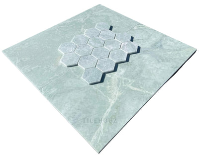 Ming Green Marble 3 Hexagon Mosaic Polished