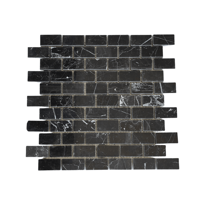 Nero Marquina 1X2 Brick Mosaic Polished/honed