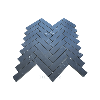 Nero Marquina 1X4 Herringbone Mosaic Polished/Honed Wall & Ceiling Tile