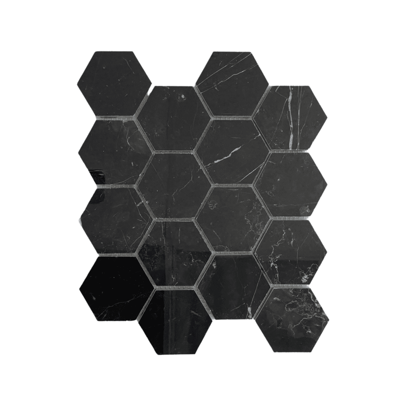 Nero Marquina 3 Hexagon Mosaic Polished/honed