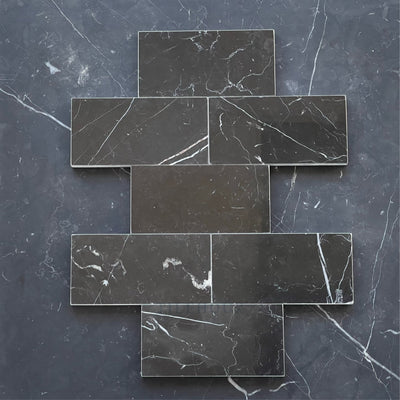 Nero Marquina 3X6 Subway Tile Polished/honed