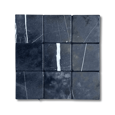 Nero Marquina Marble 6X6 Tumbled Tile