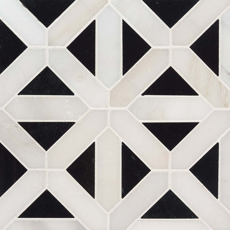 NERO MARQUINA CROSS WHITE MARBLE MOSAIC