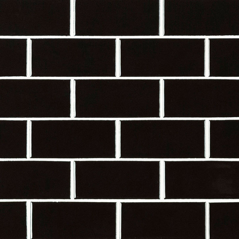 RETRO NERO GLOSSY TILE 2X4