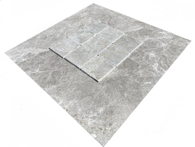 Tundra Gray Marble 4X4 Tumbled Tile