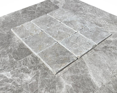 Tundra Gray Marble 4X4 Tumbled Tile