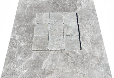 Tundra Gray Marble 4X4 Tumbled Tile