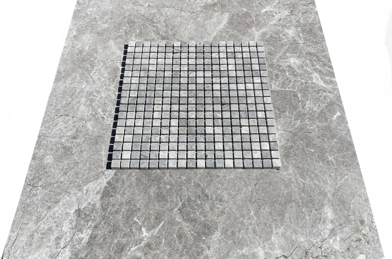 Tundra Gray Marble 5/8X5/8 Tumbled Mosaic