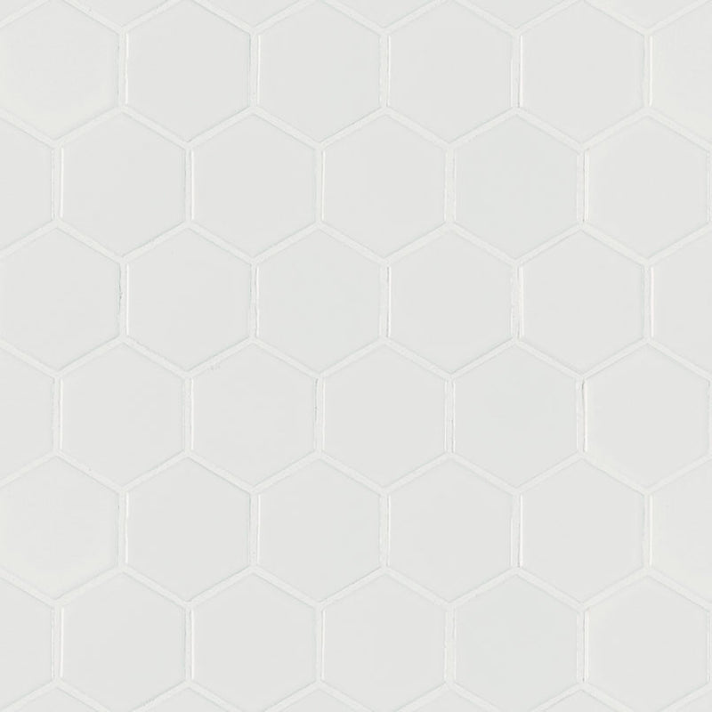 WHITE 2” HEXAGON PORCELAIN MOSAIC